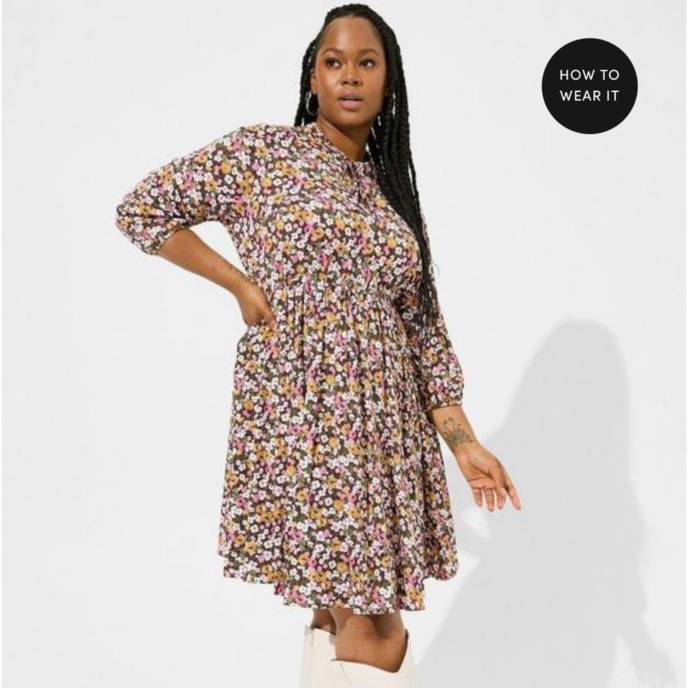 Mini Stretch Challis Front Keyhole Dress By Torrid New w tags
